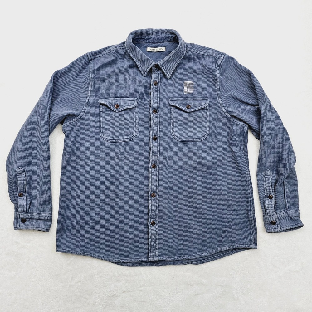 Outerknown Blanket Shirt Mens XL Blue Heavyweight Twill Organic Cotton Surf Core - Picture 2 of 11